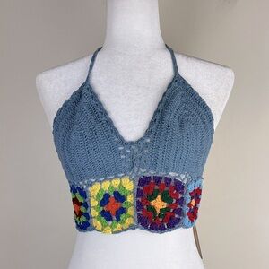 Shop Therapy Imports | Crochet Granny Square Halter Top Festival Retro | L/XL